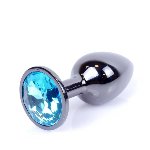 Анальна пробка - Jewellery Dark Silver PLUG- Light Blue - мініатюра 2