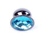 Анальна пробка - Jewellery Dark Silver PLUG- Light Blue - мініатюра 6