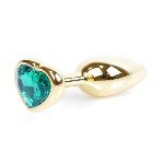 Анальна пробка - Jewellery Gold  Heart PLUG- Green - мініатюра 2
