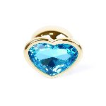 Анальна пробка - Jewellery Gold Heart Plug Light Blue - мініатюра 3