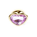 Анальна пробка - Jewellery Gold Heart Plug Light Pink - мініатюра 3