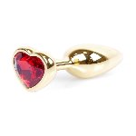 Анальна пробка - Jewellery Gold Heart Plug Red - мініатюра 8