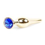 Анальна пробка - Jewellery Gold Long Plug Dark Blue - мініатюра 2