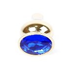 Анальна пробка - Jewellery Gold Long Plug Dark Blue - мініатюра 3