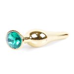 Анальна пробка - Jewellery Gold Long Plug Green - мініатюра 2