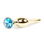 Анальна пробка - Jewellery Gold Long Plug Light Blue - мініатюра 2