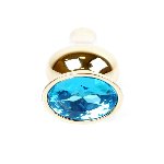 Анальна пробка - Jewellery Gold Long Plug Light Blue - мініатюра 4
