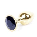 Анальна пробка - Jewellery Gold Plug Black - мініатюра 2