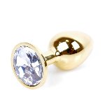 Анальна пробка - Jewellery Gold Plug Clear - мініатюра 3
