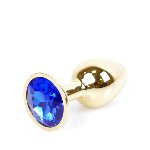 Анальна пробка - Jewellery Gold Plug Dark Blue - мініатюра 2