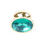 Анальна пробка - Jewellery Gold Plug Green - мініатюра 3