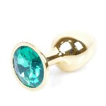Анальна пробка - Jewellery Gold Plug Green - мініатюра 6