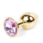 Анальна пробка - Jewellery Gold Plug Light Pink - мініатюра 2