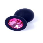 Анальна пробка - Jewellery Silicone Black Plug M Pink - мініатюра 2