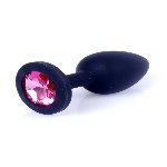 Анальна пробка - Jewellery Silicone Black Plug S Pink - мініатюра 2