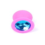 Анальна пробка - Jewellery Silicone Pink Plug M Light Blue - мініатюра 2