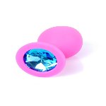Анальна пробка - Jewellery Silicone Pink Plug M Light Blue - мініатюра 10