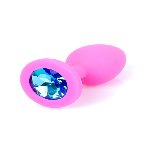 Анальна пробка - Jewellery Silicone Pink Plug S Light Blue - мініатюра 3
