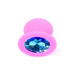 Анальна пробка - Jewellery Silicone Pink Plug S Light Blue - мініатюра 4
