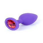Анальна пробка - Jewellery Silicone Purple Plug M Red - мініатюра 2