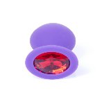 Анальна пробка - Jewellery Silicone Purple Plug M Red - мініатюра 5