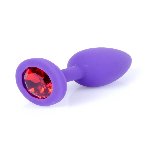 Анальна пробка - Jewellery Silicone Purple Plug S Red - мініатюра 2
