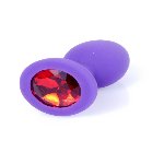 Анальна пробка - Jewellery Silicone Purple Plug S Red - мініатюра 4