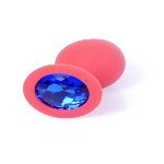 Анальна пробка - Jewellery Silicone Red Plug M Blue - мініатюра 2