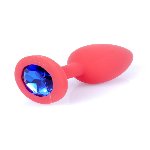 Анальна пробка - Jewellery Silicone Red Plug S Blue - мініатюра 2
