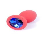 Анальна пробка - Jewellery Silicone Red Plug S Blue - мініатюра 3