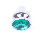 Анальна пробка - Jewellery Silver BUTT PLUG- Green - мініатюра 3