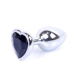 Анальна пробка - Jewellery Silver Heart Plug Black - мініатюра 2