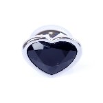 Анальна пробка - Jewellery Silver Heart Plug Black - мініатюра 3
