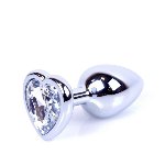 Анальна пробка - Jewellery Silver Heart Plug Clear - мініатюра 2