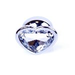 Анальна пробка - Jewellery Silver Heart Plug Clear - мініатюра 3