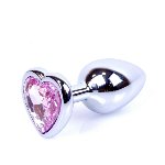 Анальна пробка - Jewellery Silver Heart Plug Light Pink - мініатюра 2
