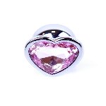 Анальна пробка - Jewellery Silver Heart Plug Light Pink - мініатюра 3