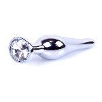 Анальна пробка - Jewellery Silver Long Plug Clear - мініатюра 2