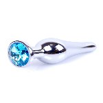Анальна пробка - Jewellery Silver Long Plug Light Blue - мініатюра 2