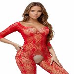 Бодістокінг - Bodystocking 2037, red - One Size - мініатюра 2