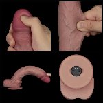Реалістичний вібратор - Vibrating Sliding Skin Pro II Dual Layer Silicone Dong 10" Flesh - мініатюра 7