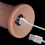 Реалістичний вібратор - Vibrating Sliding Skin Pro II Dual Layer Silicone Dong 9" Flesh - мініатюра 7
