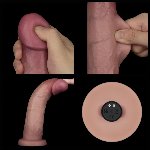Реалістичний вібратор - Vibrating Sliding Skin Pro II Dual Layer Silicone Dong 9" Flesh - мініатюра 8
