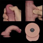 Реалістичний вібратор - Vibrating Sliding Skin Pro II Dual Layer Silicone Dong 8.5" Flesh - мініатюра 7