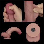 Реалістичний вібратор - Vibrating Sliding Skin Pro II Dual Layer Silicone Dong 8" Flesh - мініатюра 7