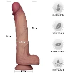 Фалоімітатор - Sliding Skin Pro II Dual Layer Silicone Dong 10" Flesh - мініатюра 9
