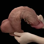 Фалоімітатор - Dual-Layered Silicone Cock XXL 10.5" Brown - мініатюра 5
