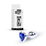 Анальна пробка - Jewellery Silver  Heart PLUG- Dark Blue - мініатюра 1