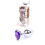 Анальна пробка - Jewellery Silver  Heart PLUG- Purple - мініатюра 1