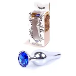Анальна пробка - Jewellery Silver BUTT PLUG- Dark Blue - мініатюра 1
